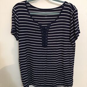 Lace up V neck super soft tee